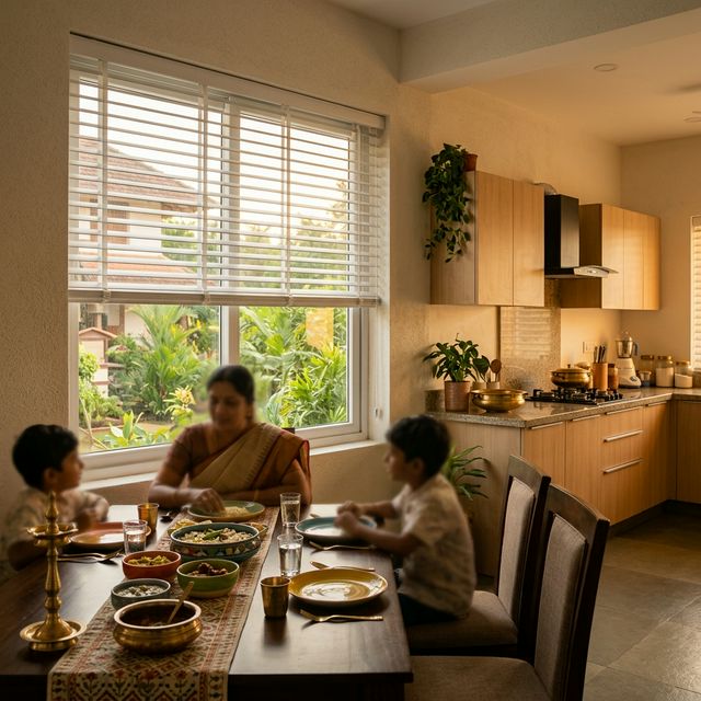 PVC blinds installed in Odugathur kitchen
