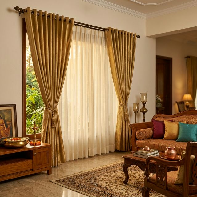 Premium layered curtains installation in Vellore